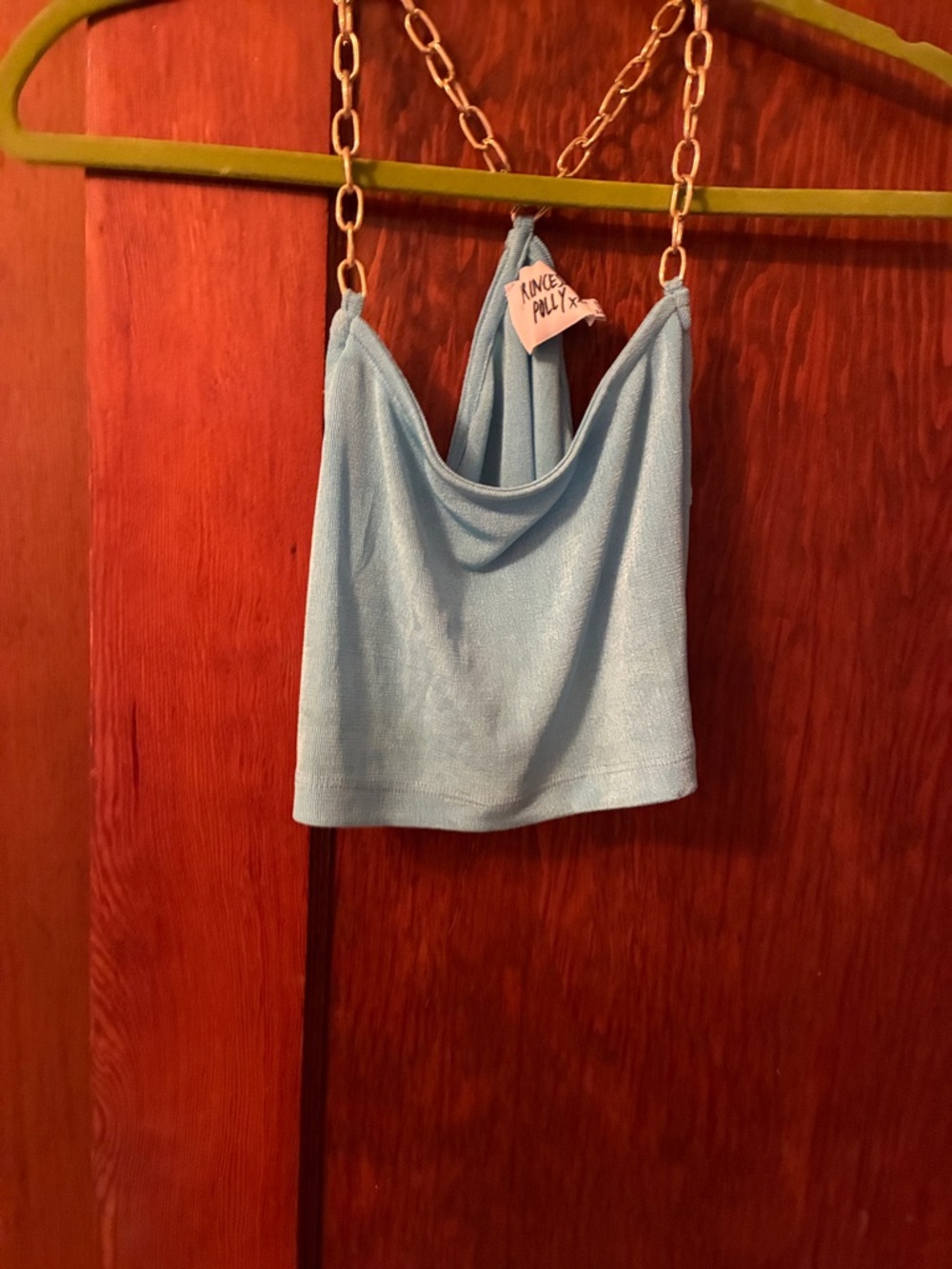 Princess Polly Light Blue Cowl Neck Cropped Camisole